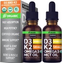 NUSAVA Vitamine B12 Liquid Drops, Unflavored D3 K2, & Chlorofyl Bundle - Potent Liquid Vitamins for Heart, Energy, Brain & Immune Support - Non-GMO, Glutenvrije, 2pk Elk