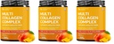 Carbamide Forte Multi Collagen Supplements for Women & Men | Multi Collagen powder with All 5 Types of Peptides Included - TYPE I, II, III, V, X | Peach Mango Flavour - 200g (Pack of 3)