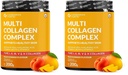 Carbamide Forte Multi Collagen Supplements for Women & Men | Multi Collagen powder with All 5 Types of Peptides Included - TYPE I, II, III, V, X | Peach Mango Flavour - 200g (Pack of 2)