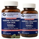 Carbamide Forte Hydrolyzed Marine Collagen Tablets | 3000mg Collagen Peptides with Biotin & Hyaluronic Acid - Type 1 Marine Collagen Powder | Marine Collagen Supplements for Women & Men - 90 Tablets