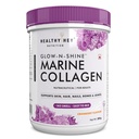 HealthyHey Glow-n-Shine Marine Collagen Powder - Hydrolyzed | Type 1 Collagen Protein Supplement with Hyaluronic Acid | Amino Acids for Skin, Hair, Nails (Cranberry, 200g)