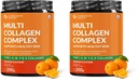 Carbamide Forte Multi Collagen Supplements for Women & Men | Multi Collagen powder with All 5 Types of Peptides Included - TYPE I, II, III, V, X | Orange Flavour - 200g (Pack of 2)