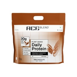 Ace Blend Daily 20G Plant Protein (30 Servings) | Pea & Brown Rice Isolate | 3 Vital Greens 4 Antioxidants 3 Probiotics | Boosts Strength, Recovery & Fat Loss | Men & Women | Raw Chocolate, 990g