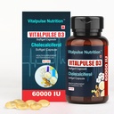 Vitamin D3 60000 IU Cholecalciferol Softgel Capsules | High Potency | Bone Strength, Immunity & Joint Health | Gluten & Soy Free | 40 Softgels