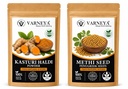 Naturals Organic Kasturi Haldi (Wild Turmeric) Powder 100g + Methi Seed Powder 100g Combo | 100% Pure Natural Ayurvedic Herbal Powders | Chemical-Free | For Face Pack, Hair Care & Skin Care | No Preservatives (Pack OF 2)