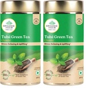 A TATA Product - Organic India Tulsi Green Tea Classic Loose Leaves - 100g, Stress Relieving, Uplifts Mood, Rich in Antioxidants, Blend of Rama, Krishna & Vana, Certified Organic (Pack of 2)