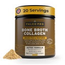PaleoPro Bone Broth Collageen Proteïne Poeder - Turmeric Root Grass-Fed Collageen Powder for Skin & Bones - Glutenvrij, Geen Suiker, Soja, Graan, Net Carbs - Paleo Keto Vriendelijke 20 porties Aztec Vanille
