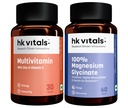 hk vitals 100% Magnesium Glycinate 1880mg, 60 Tablets + Multivitamin
