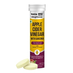 Tata 1mg Apple Cider Vinegar Effervescent Tablets | 750 mg ACV with Garcinia Cambogia | Supports Metabolism & Weight Management | Apple Flavor | 15 Tablets