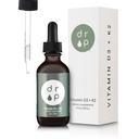 Vitamine D3 + K2 druppels met 1000 IE plantaardige D3 en 45 mcg K2, 2 oz vloeibare supplement voor bot sterkte, verbeterde Mood - Geen kunstmatige conserveringsmiddelen, ongearomatiseerd, met kokos MCT olie