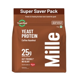 Mille Yeast Protein New Launch Super Saver Pack | 25g Protein/Scoop | Coffee Hazelnut | Fermented Yeast Protein Powder | No Bloat, No Added Sugar | Vegan | All 9 Essential Amino Acids | 1kg