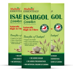 Multani Essentials Isabgol | Psyllium Husk Powder - 100gm (Pack of 3) | For Gut Health And Irritable Bowel Syndrome | Effectively Relieves Constipation | Fibre Supplement For Digestion | Chemical Free | No Added Sugar Or Artificial Flavour