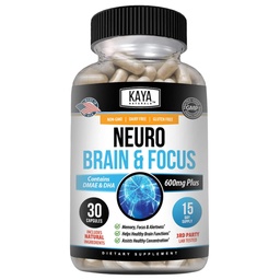 Kaya Naturals - Neuro Brain for Memory & Focus - Nootrope Energy Capsule - Nootrope Brain Support Supplement - Focus & Concentration & Learning Accuracy - Cognitieve functie - 30 Tel.