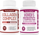 Pure Optimale Premium Multi Collagen Peptides Capsules (Types I, II, III, V, X) + Premium Probiotica voor vrouwen - 60 miljard CFU, Dr. Geformuleerde Prebiotica & Probiotica voor vrouwen
