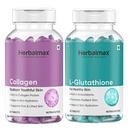 Herbal Max Collagen & Glutathione Combo | With Vitamin C & Peptides | Supports Anti-Aging, Skin Clarity, Collagen Boost, Joint & Bone Health, Antioxidant Protection 120 Tablets (60+60)