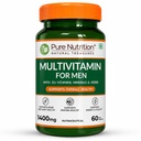 Pure Nutrition Multivitamin for Men 1400mg | Multivitamin Tablet for Men with 32+ Vitamins, Minerals & Herbs | Biotin, Ginseng, Moringa & Green Tea | Supports Immunity, Energy & Bone Health - 60 Veg Tablets