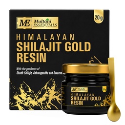 Multani Essentials Himalayan Shilajit Gold Resin 20g | 300mg/Serving | With Swarn Bhasma, Ashwagandha, Safed Musli & Haldi | Supports Stamina, Energy & Muscle Strength | 70% + Fulvic Acid For Better Absorption