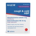 Hoofdhoest en koude HBP tabletten - Antihistamine en hoest Suppressant voor mensen met hoge bloeddruk - Dextromethorfan HBr, Chlorpheniramine Maleaat - 16 Tel (1 Verpakking)