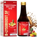 B-LYSOBOOST SF Syrup 200 ml | Vitamin B-Complex with L-Lysine | Zinc, Selenium, Vitamin A, D3 & E | Supports Appetite, Energy & Nutritional Health | Sugar Free Mix Fruit Flavour Syrup