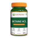Pure Nutrition Betaine HCL Supplements 650mg | Betaine Hydrochloride Supports Digestive Health, Stomach Acid Balance & Nutrient Absorption, Helps Relieve Gas, Heartburn & Acidity - 60 Capsules