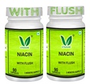 VITARUHE® Vitamin B3 Niacin (with flush) 500 mg (Pack Of 2) Nicotinic acid, high dose, Vegan - promotes blood circulation