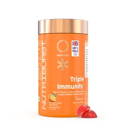 Nutriburst Triple Immunity Gummies with Vitamin C, Zinc and Amla extract | No-Added Sugar | Orange Flavor | 100% Vegetarian | 60 Gummy