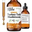 Wild & Organic Turkey Tail Mushroom Tinctuur - Immune Support Drops with Turkey Tail Extract - Liquid Mushroom Supplement for Gut Support - Vegan, Sugar & Alcohol-Free - 4 fl oz
