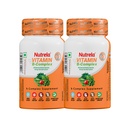 Nutrela B Complex with B1, B2, B3, B5, B6, B7, B9, & Vitamin B12 for Men & Women | Vitamins, Moringa and Spirulina for Energy, Gut, Immunity & Brain Health - 30 Veg Capsules (Pack of 2)
