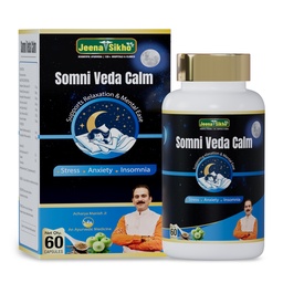 Jeena Sikho Somni Veda Calm Capsules| Stress Support for Men & Women |No Melatonin & Non Habit Forming Ayurvedic Formula with Ashwagandha, Jatamansi & Tagar | 60 Capsules
