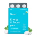 Neuro Energy & Focus Gum - Peppermint | Quick Energy Boost & Enhanced Focus | Natural Caffeine + 60 mg L-Theanine + Vitamin B6 & B12 | No Added Sugar | Aspartame Free | 18 Gums