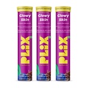 PLIX THE PLANT FIX Glowy Skin Bubbly Effervescent for Clear-Looking, Hydrated & Youthful Skin | 600mg Glutathione, Vitamin E & Hyaluronic Acid | Grape Flavour (pack of 3)