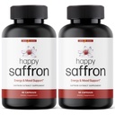 Ultra6 Nutrition Happy Saffron Supplements - 100% Pure Saffron Extract Supplement for Eye Health Support - Mood Enhancer for Women & Men (Pack of 2)