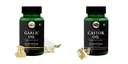 Garlic-oil-vegetarian-capsules, Castor-oil-vegetarian-capsules Combo | Convenient Nutrition & Wellness Routine | Multi-Product Pack
