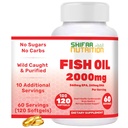 SHIFAA NUTRITION Halal Fish Oil 2000mg Softgels met 360mg EPA & 240mg DHA. 100 Wild Caught & Non-GMO Omega 3 Softgels for Heart & Brain Health. Burpless, Eenvoudig doorslikken Visolie Omega 3 Supplementen