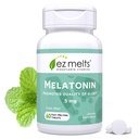EZ Melts Melatonine - Sleep Support Supplement - Geen kunstmatige smaken - Non-GMO & Sugar-Free - Cool Mint - 60 Oplosbare tabletten (60 porties)