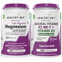 HealthyHey Nutrition Magnesium Glycinate 120 capsules & Vitamin K2 + D3 120 capsules