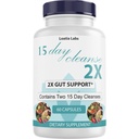 15 dagen Reiniging 2X - Dubbele Gut & Colon Ondersteuning - Geavanceerde Gut Cleanse Detox voor vrouwen en mannen met Alfalfa, Cascara Sagrada, Probiotica & Psyllium Husk - Non-GMO - Made in USA - 60 Capsules (1 fles)