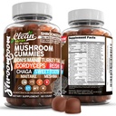 15in1 Paddestoel Gummies met Lion's Mane Turkije staart Cordyceps Reishi Chaga Sweet Toot Maitake Meshima Poria Cocos Shiitake Tremella, Oyster Agaricus Paddenstoelen voor mannen en vrouwen supplement Clean Nutra