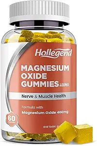 Oxyde de magnésium 400mg Gummies, supplément à croustillant d'oxyde de magnésium pour la santé musculaire, nerveuse et cardiaque, végétalien, goût Pinapple, 60 comte