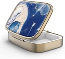 Pill Case Pill Box met Mirror Retro 2 Compartiment Kleine pil Case voor Purse of Pocket Bronze Rechthoekige Pill Box of vitamines, Visolie, Supplementen, Pill Bevat reizen Gifts(Marble Paint)