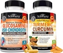 BioSchwartz Kurkuma Curcumine met Black Pepper Extract 1500mg Complex (1 maand Supply) Plus Glucosamine Chondroitin MSM Triple Strength Joint Support Supplement (1 maand Supply)