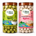 Meva Farms Mint Magic Roasted Makhana 70g & Himalayan Salt & Pepper Roasted Makhana 70g (140g) | Combo Pack | Healthy Snack | High Protein, Low Calorie | Gluten Free | Roasted Lotus Seeds | No Palm Oil
