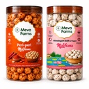 Meva Farms Peri Peri Roasted Makhana 70g & Himalayan Salt & Pepper Roasted Makhana 70g (140g) | Combo Pack | Healthy Snack | High Protein, Low Calorie | Gluten Free | Roasted Lotus Seeds | No Palm Oil