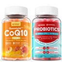 NEVISS sans sucre CoQ10-250mg / 500mg Gommies remplies + Probiotiques sans sucre Gommies