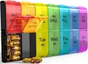 Kleuren Extra grote pil Organizer 2 keer per dag, Weekly XL AM PM Pill Case, 7 dagen pil Box Twee keer per dag, Oversized Daily Medicine Pillen Organisator voor Vitamine, Big Pillen Container, Medicatie Dispenser