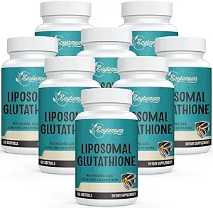 2400 MG Liposomal Glutathion Softgels, Max Absorptie, Active Form L-Glutathione Reduced (GSH), with Hyaluronic Acid, Resveratrol, Master Antioxidants for Detox, Brain, Immune System, 480 Softgels
