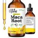 Wild & Organic Maca Root Liquid Drops for Men & Women - Peruvian Maca Tinctuur voor algemene ondersteuning - Vegan, Sugar & Alcohol-Free Supplement - 4 floz