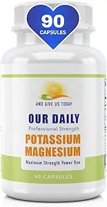 Notre quotidien Vites Magnésium Potassium Complex 90 Capsules Supplément Haute Absorption Magnésium Aspartate Oxyde Support Santé vasculaire & Jambe Crampe Potassium Aspartate Chloride