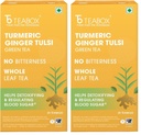 Teabox Turmeric Ginger Tulsi Green Tea Bags 25 Pieces | Flavorful & Soothing | Made with Whole Leaf, Natural Ginger, Turmeric & Tulsi (Pack of 2)