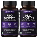 Boldfit Probiotics 5 Billion CFU with 16 Strains and Prebiotics for Gut Cleanse Detox Digestive Health Bloating Relief Constipation Probiotic Supplement for Men and Women Supports Immunity Booster - 120 Veg Capsules